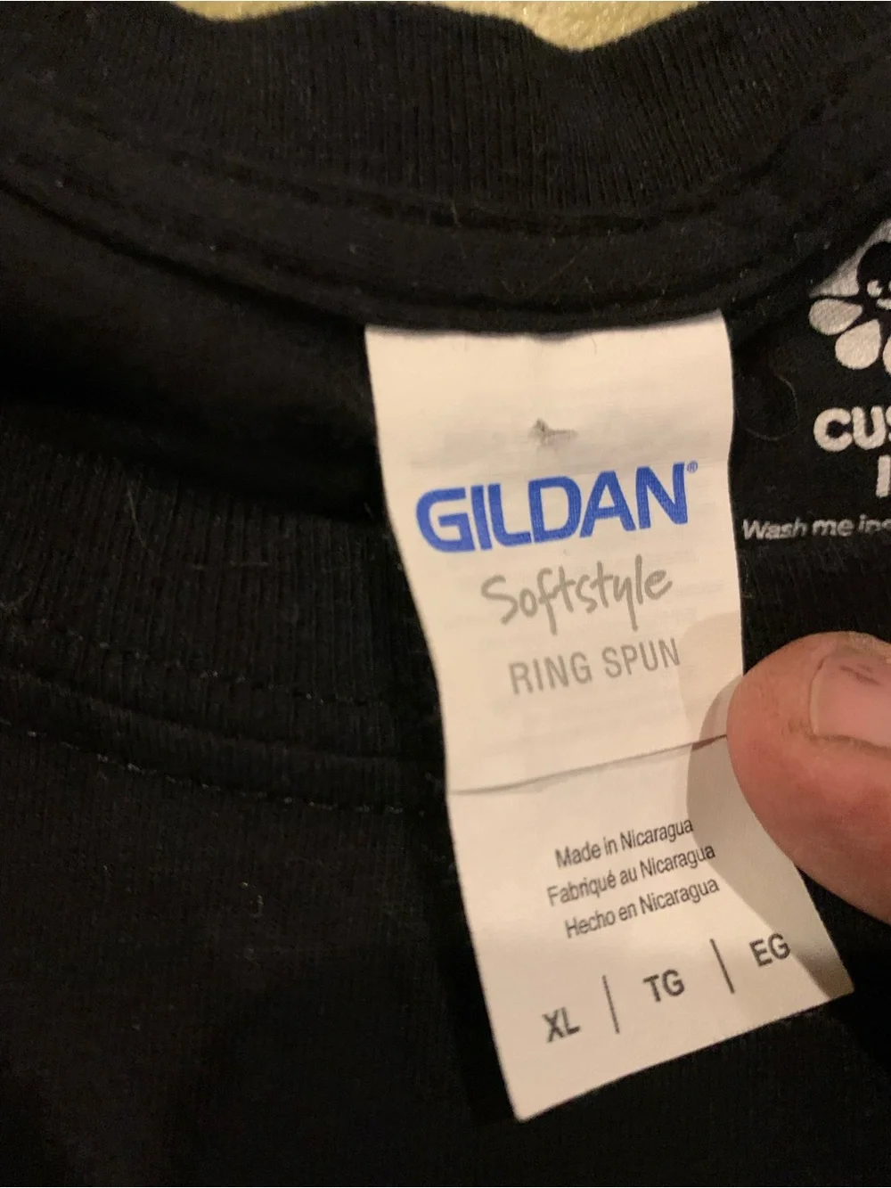 Gildan Black Softstyle Crewneck Tee with Blue Logo Tag